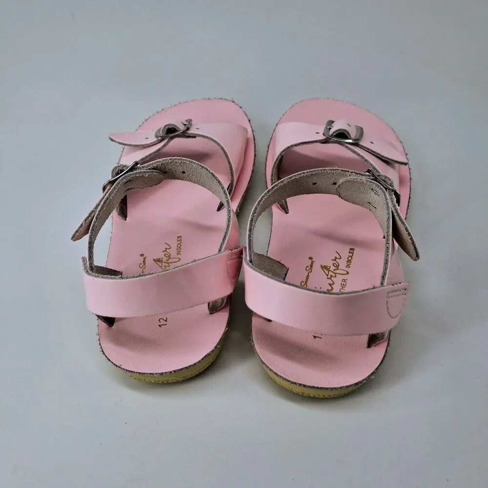 Sun San Surfer Saltwater Pink Leather Kids Sandals Girls Size 12